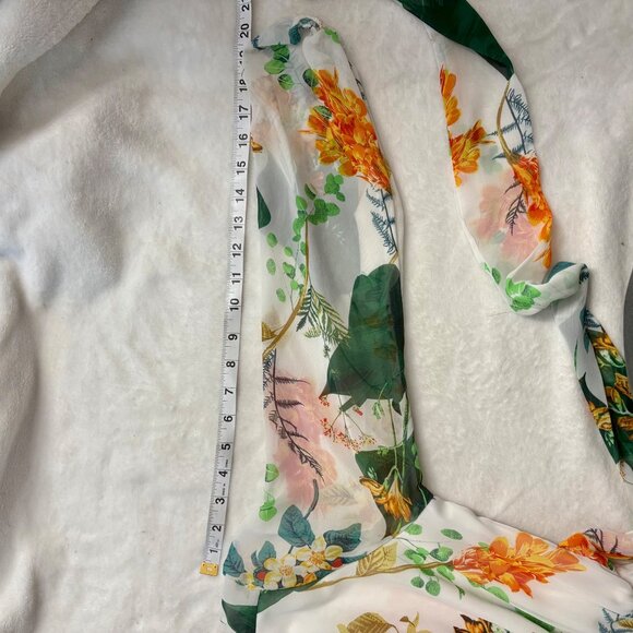 Floral Maxi Dress With Long Sleeves & Elastic Waist New Look Size S White/Multi - Picture 12 of 12